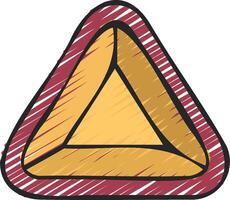 A triangle with a red and yellow stripe on it vector