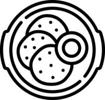 A black and white image of a plate with food vector