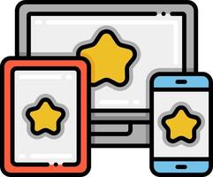 A computer, tablet and phone with a star icon vector
