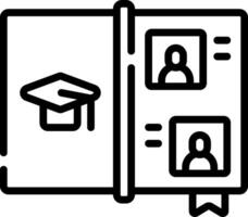 A black and white image of a book with a graduation cap on it vector