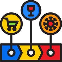 A colorful icon of a shopping cart and a wine bottle vector