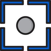 A square with a blue border and a black circle vector