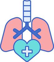 Lungs and heart with a cross and a medical device vector
