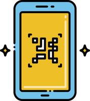 A smartphone with a qr code on it vector