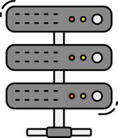A server rack with three servers on top vector