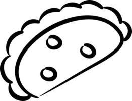 A black and white drawing of a slice of pie vector