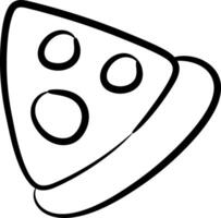 A pizza slice is shown in a black and white drawing vector