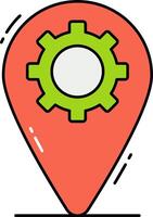 A red pin with a gear on it vector