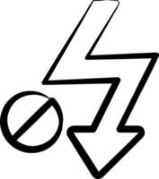 A black and white drawing of a lightning bolt with a no vector