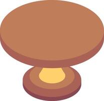 A round table with a wooden top vector