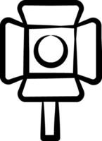 A black and white drawing of a camera vector