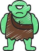 A cartoon green troll with a beard vector