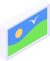 A picture frame with a bird flying over it vector
