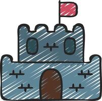A castle with a flag on top and a flag on the roof vector