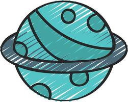 A cartoon planet with a ring around it vector