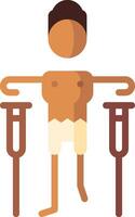 A man with crutches and a stick in his hand vector