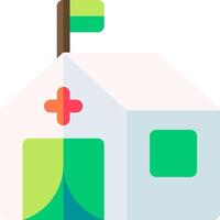 A small house with a green flag on top vector