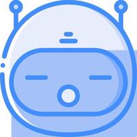A blue robot with a face and eyes vector