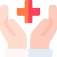 Two hands holding a cross in one hand and a red cross in the other vector