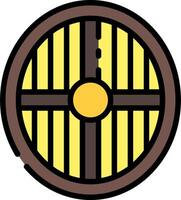 A yellow and brown wheel with a black center vector