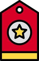 A red and yellow star badge with a yellow star vector