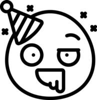 A black and white drawing of a smiling face with a party hat vector