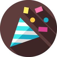 A flat icon of a piece of cake with confetti vector