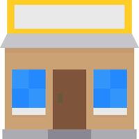 A small store with a sign on the front vector