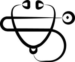 A black and white drawing of a stethoscope vector
