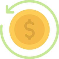 A dollar coin is shown in a circle with an arrow pointing to it vector