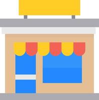 A small store with a yellow sign on the front vector