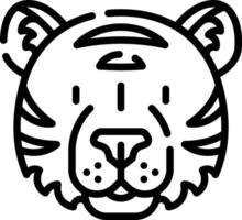 A black and white line drawing of a tiger vector