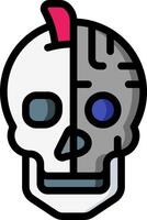 A skull with a red head and blue eyes vector