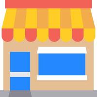 A small shop with a yellow awning vector
