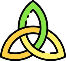 A celtic knot with two yellow and green leaves vector