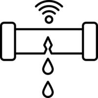 A black and white illustration of a water pipe with a wifi symbol vector