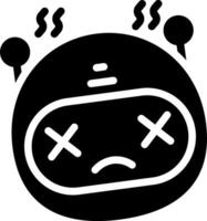 A black and white image of a robot with a sad face vector