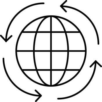 un flecha señalando a el tierra y un globo vector