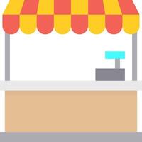 A food stand with a red and yellow awning vector