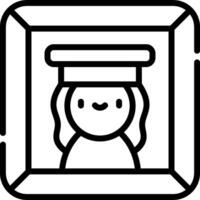 A black and white image of a girl in a hat vector
