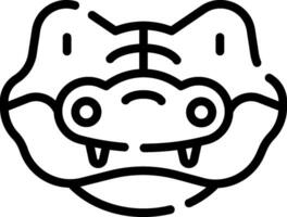 A black and white drawing of a crocodile head vector