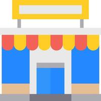 A small store with a yellow awning vector