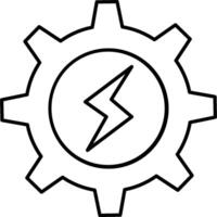 A black and white image of a gearwheel with a lightning bolt vector