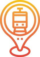 A train icon with a yellow and orange background vector