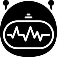 A black and white icon of a robot with heartbeat vector