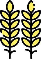 Two wheat plants with leaves on a white background vector