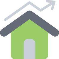 A house with a green roof and an upward arrow vector