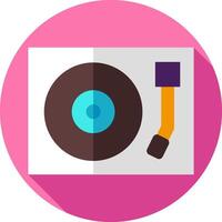 A flat icon of a turntable on a pink background vector