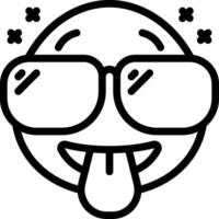 A black and white drawing of a smiling emoticioner with glasses vector