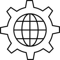 World globe gear icon vector